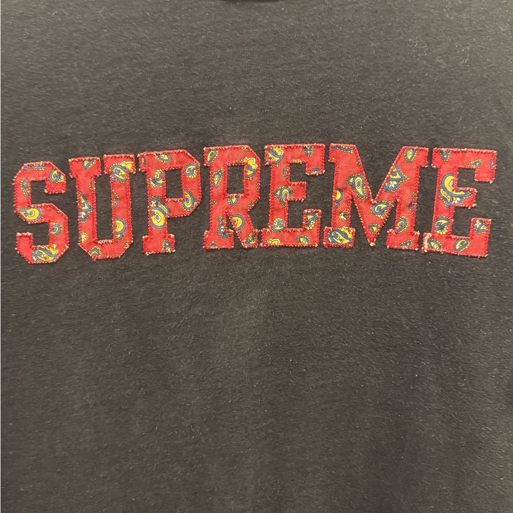 Supreme embroidered paisley navy Long Sleeve Shirt large - Picture 3 of 4